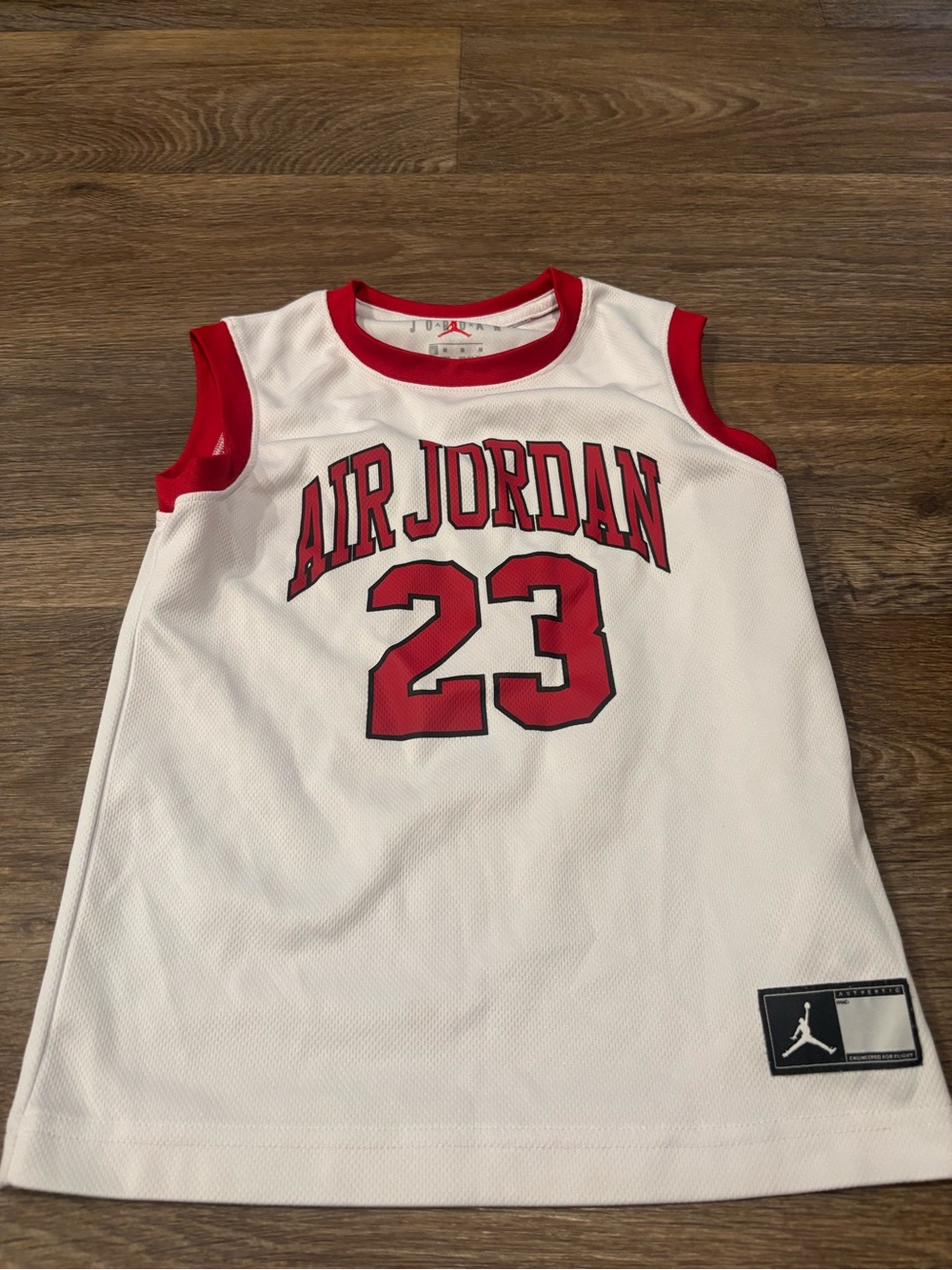Air Jordan 23 Basketball Jersey White Red Youth Kids Size 5-6